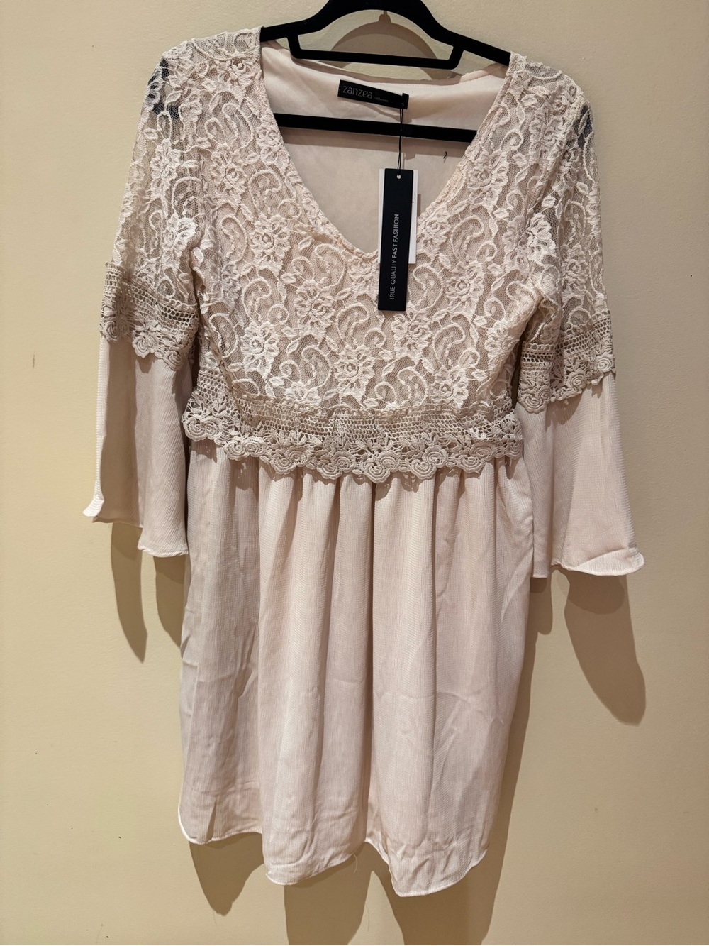 Zanzea Lace Crochet  V-Neck bell sleeve Dress